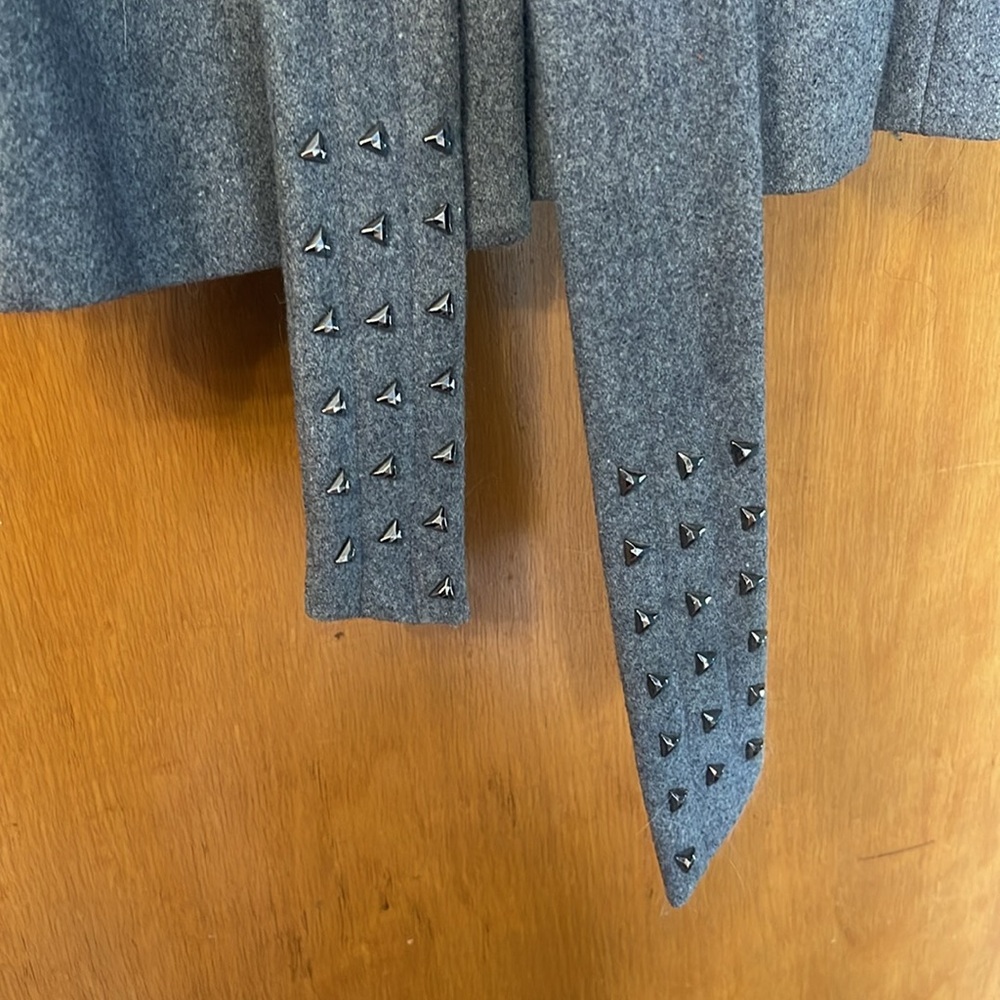 Shawl Collar Grey Studded Belt Peacoat 1X - Picture 2 of 8